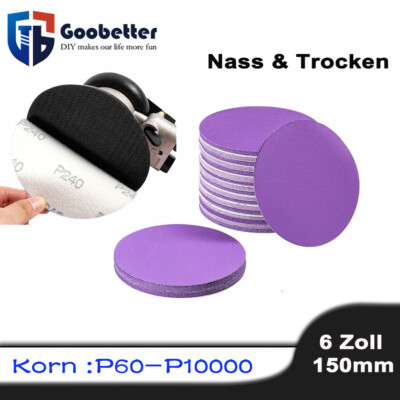 6'' 150mm Schleifscheiben Schleifpads Korn 60-10000 Klett Excenter Nass & Trocken