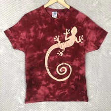 JHK La Palma T Shirt Mens Short Sleeve Lizard Tye Dye Red Small S