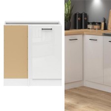 Corner Kitchen Base Cabinet Left 100cm 1000 Lower Cupboard Chalk Gloss Junona