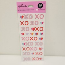 Hallmark 46 pcs Valentine X's O's Hearts Red Pink Stickers Crafting Scrapbook