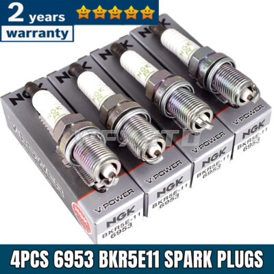 Set of 4 NGK BKR5E11 OEM V-Power Spark Plug For Nissan Toyota Audi VW Kia 6953