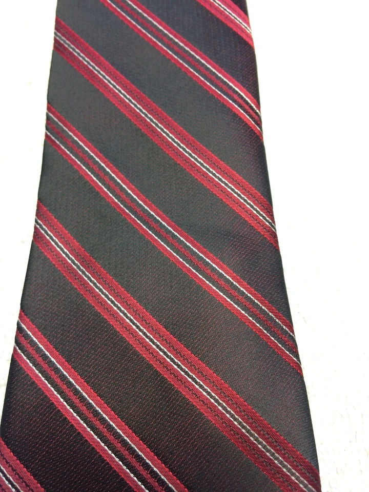 J FERRAR MENS TIE BROWN WITH RED AND WHITE STRIPES NWOT 2.75 X 60 NARROW - Image 3 of 4