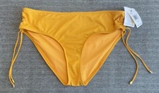 Gibson Latimer NWT Size Large Gold Bikini Swim Bottom Cinched Sides Ties flaw