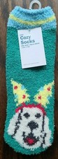 NWT Kids Old Navy Green Christmas Holiday Tree Headband Dog Fuzzy Cozy Socks