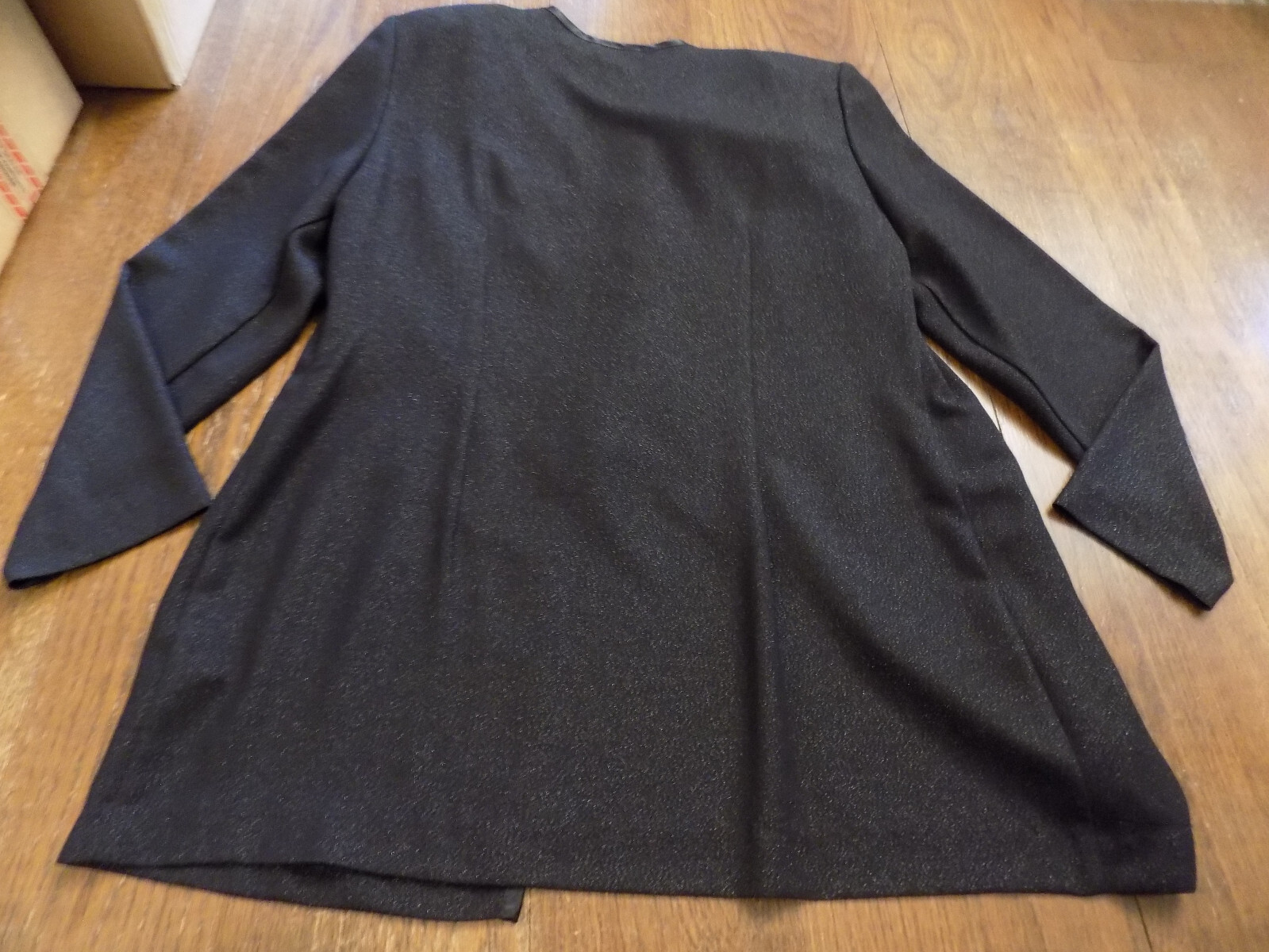 Leslie Fay Dresses Vtg built in Satin Vest in Sparkle Black Jacket Blazer 12 USA