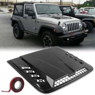 Air Flow Intake Hood Scoop Vent Cover Carbon For Jeep Wrangler TJ JK 1997-2017