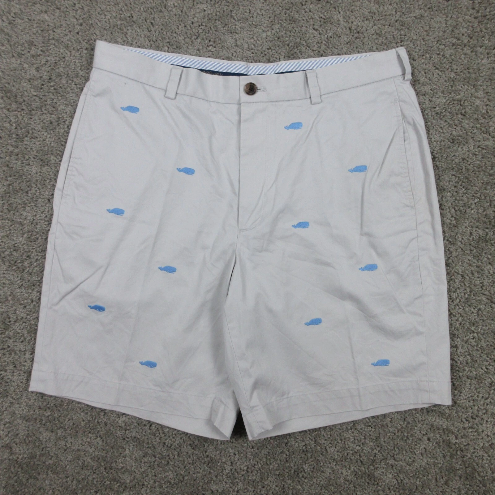 Brooks Brothers Short Mens 36 Beige Geometric Whale AOP Chino Cotton 9 in