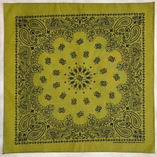 USA Made Cotton Paisley Bandana Hav-A-Hank 22"X22" Army Green Classic Western