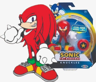 Jakks Pacific Sonic the Hedgehog KNUCKLES w Star Spring 4'' Action Figure Toy NEW