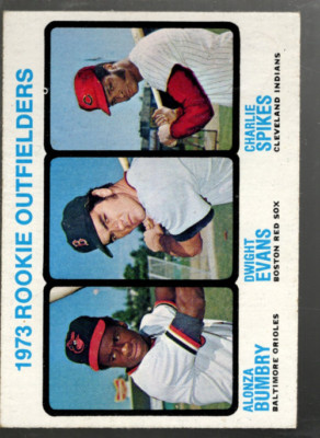 A4708- 1973 Topps #614 Rookie Outfielders Al Bumbry Dwight Evans Spikes RC Nm-Mt