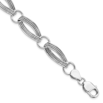 Sterling Silver 11mm Twisted Oval & Circle Link Chain Bracelet, 8.5 In