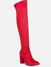 Wild Pair Women's Bravy - Over The Knee Boots - RED - Size 5.5 Medium