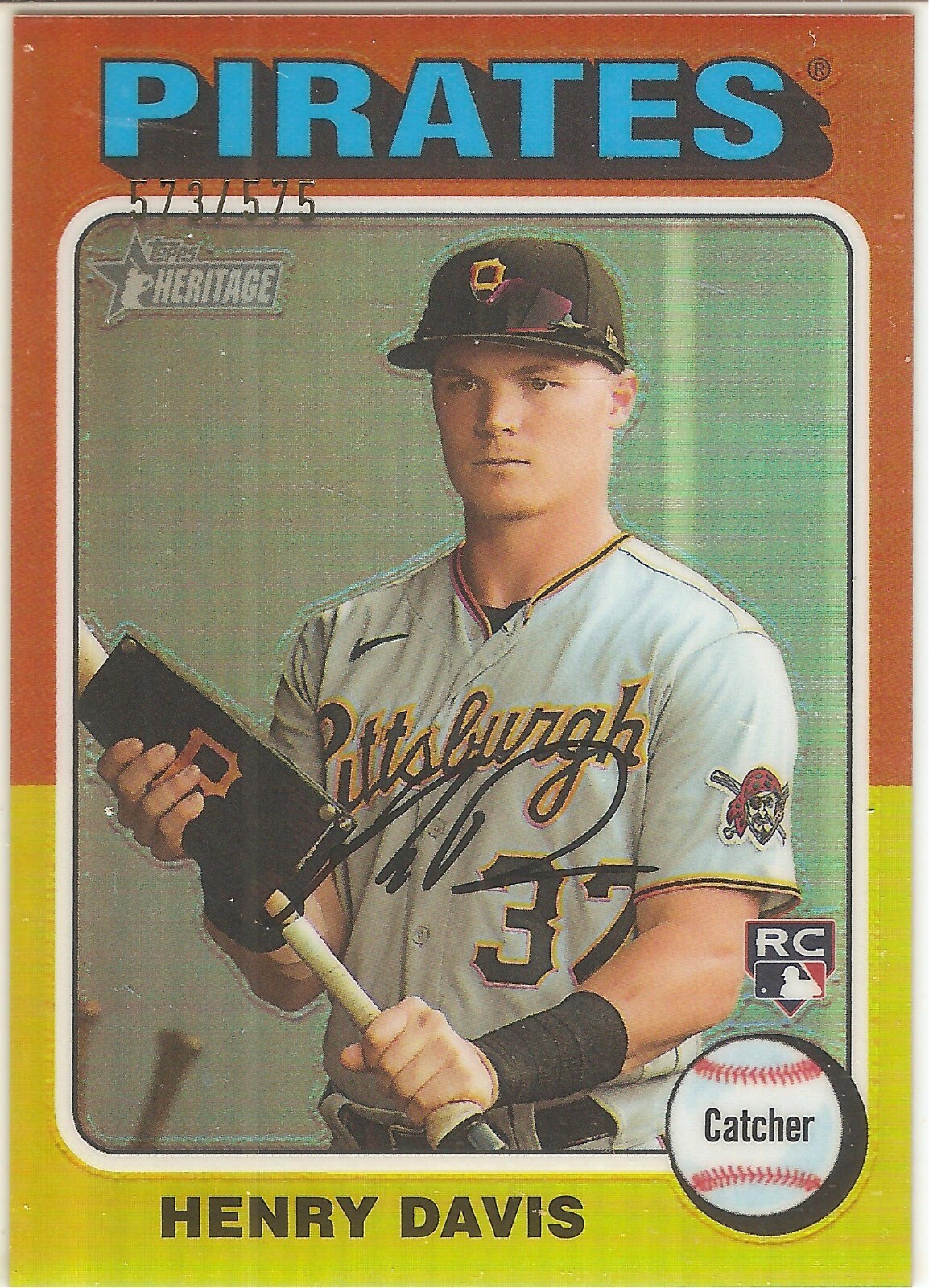 2024 TOPPS HERITAGE HENRY DAVIS CHROME REFRACTOR BASEBALL CARD /575