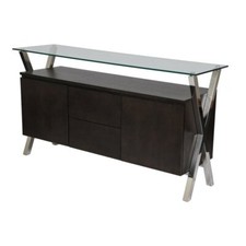 Pangea Home Beverly Modern Wood Veneer & High Polished Steel Buffet in Espresso