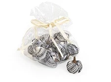 Boston International - 2" Fabric Pumpkins - Set of 12 - Black & White Plaid