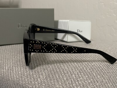 New! Dior Lady Dior Studs 54MM Black/Gold Sunglasses✨Includes
