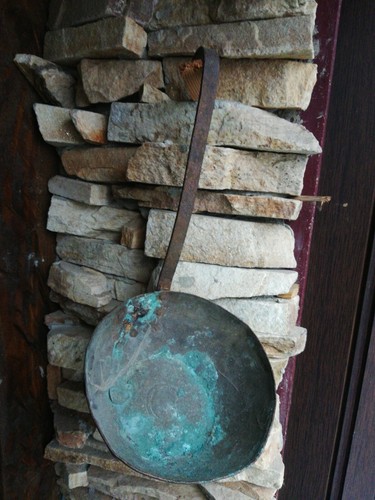 Very old primitive ladle bailer 12" tall