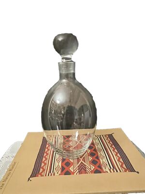 Rona Slovakia  Crystal Clear Glass Liquor/Wine Decanter With  Lg. Round Stopper
