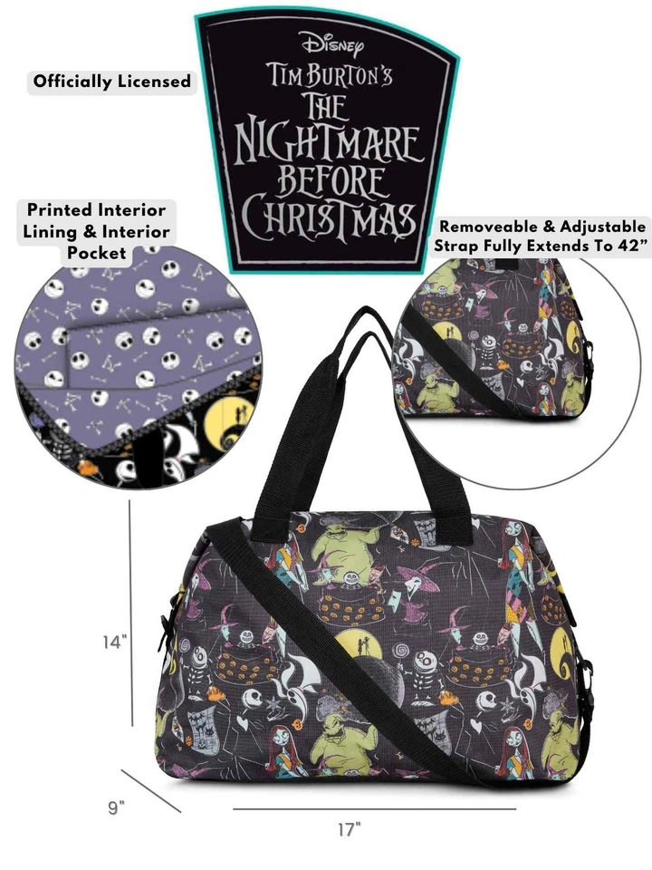 Nightmare Before Christmas Jack Duffel Bag Travel Weekender Carry-On Large - Image 3 of 4