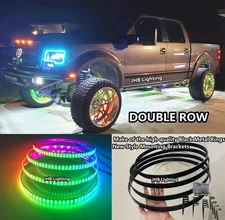JHB Set 4x 15.5" DOUBLE ROW CHASING FLOW LED Remote App Wheel Ring Lights（Metal）