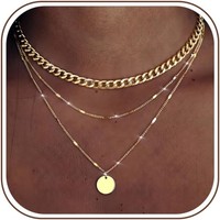 Halskette Damen Gold Layered Hypoallergen Verstellbar Wasserfest Silber 925