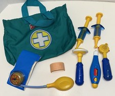 Fisher Price 8 Pc Doctor Nurse Medical Play Kit with Green Nylon Bag