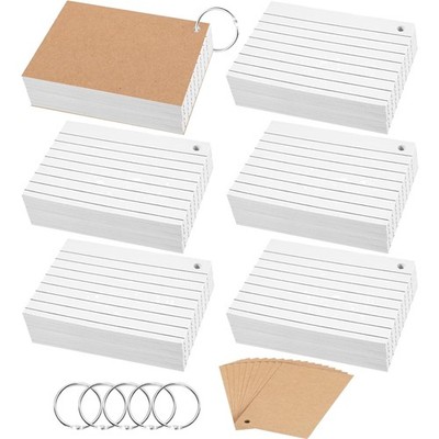500 Stück A7 Indexkarten, Vokabelkarten, Flashcards, Ring-Register, Liniert, ...