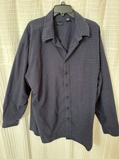 Van Heusen Men's Dress Shirt Tall Fit Wrinkle Free Size 2XLT Navy Blue plaid