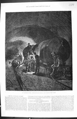 Alter Druck 1882 St. Gothard Tunnel Druckluftmotoren Bohrmaschinen 19.