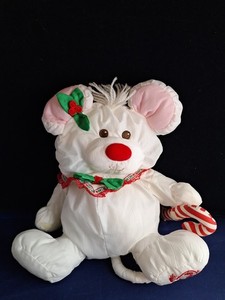 Vtg Fisher Price Puffalump Christmas Mouse Plush *19FB