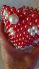 Mushroom  Red & White Beaded Pearl Mushroom Purse/Phone Carry Bag — photo 4