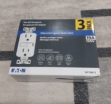 Eaton 125V 15A GFCI Receptacle, White, 3-Pack GF15W-3-LW NEW i1