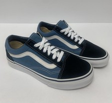 VANS M 5 - W 6.5 Old Skool Skate Shoes OG Navy Blue White EXCELLENT A