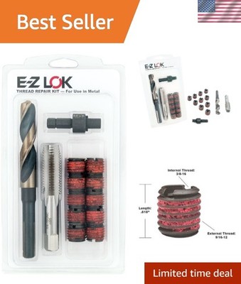 Smart Thread Repair Kit for Aluminum and Soft Metals - 3/8-16 Inserts Included
