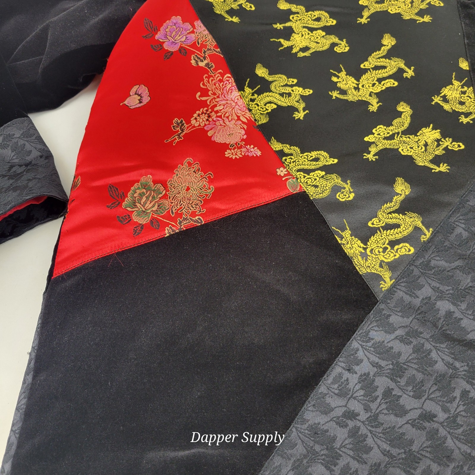 Graff XL Dragon Patchwork Jacket Black Red Gold A… - image 15