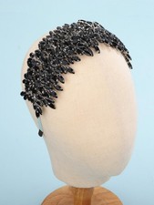 Bridal Crystal Headband Wedding Party Large Black Hair Band Headpiece Clips