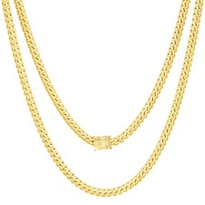 10K Yellow Gold Solid Mens 5mm Miami Cuban Link Chain Necklace Box Clasp 16"-30"