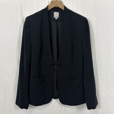 Halogen Longline Open Black Career Minimalist Blazer Jacket Womens Sz M Classic