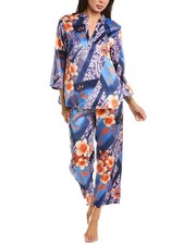 N Natori 2Pc Magnolia Printed Satin Pajama Set Women's