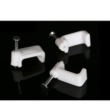 100 PCS 14mm Flat Ethernet Cable Wire Clips Single Coaxial Clamps White