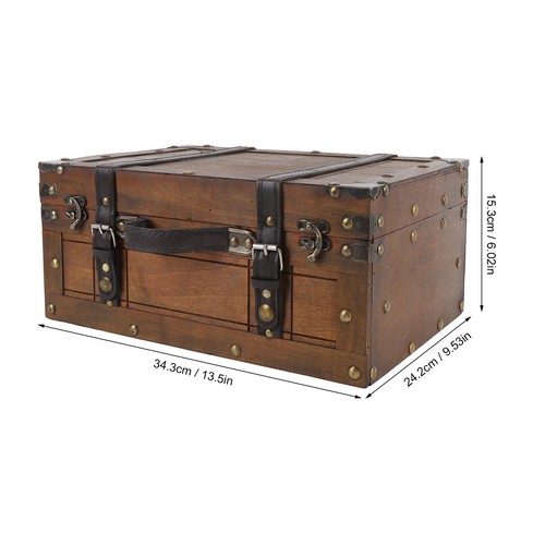 Hot HG Wooden Chest Portable Vintage Distressed Multifunctional Wood Storage - Picture 16 of 23