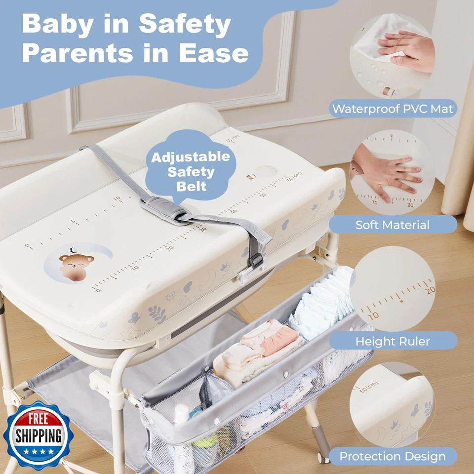 Детская ванна DZMDIP со складным пеленальным столиком, стоячая ванна для младенцев fo - Изображение 3 из 4