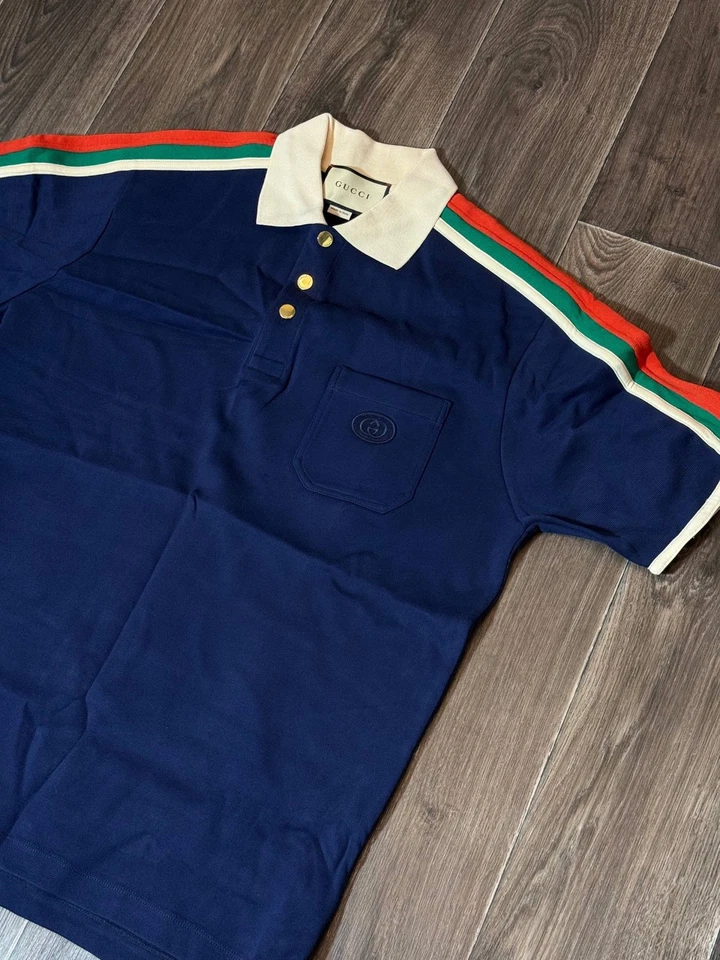 Camiseta Gucci Azul GG Monograma Logo Foto 2 de 4