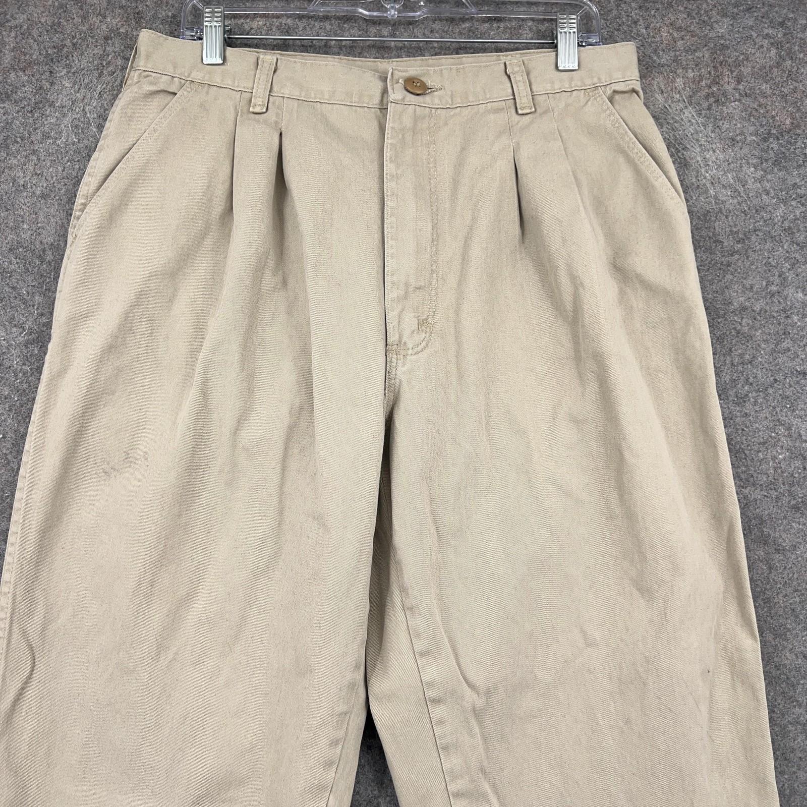 Wrangler Pants Mens 34x36 Beige Pleated Relaxed Fit Khaki Chino USA Cotton thumbnail 2