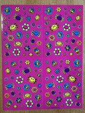 Vintage Lisa Frank Sticker Sheet Smiley Face Flower S757 Rare Excellent 