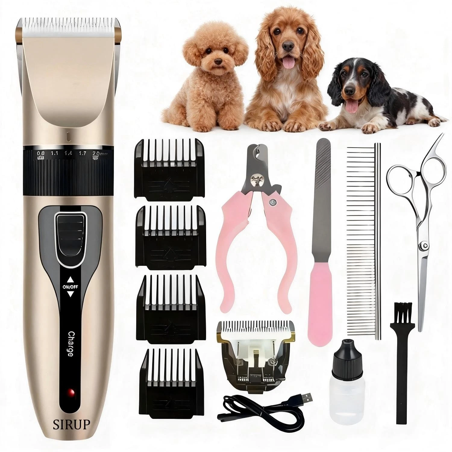 Rechargeable Dog Grooming Kit-Dog Clipper Kit, Pet Shaver Cordless Electric Q...