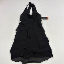 Vintage Y2K 90s Dress Black Halter Tiered Hoco Dark Fairy Rose 5/6 Morgan & Co
