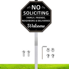 No Soliciting Sign for House, 10" x Black x 14",