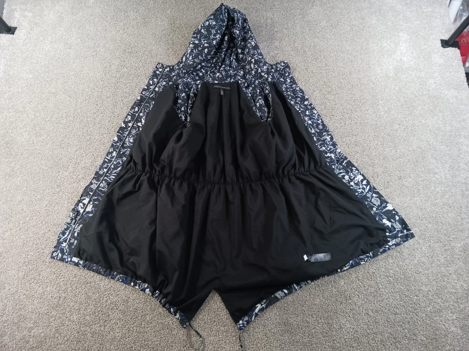 Белый дом черный рынок абстрактный цветочный печать парка куртка маленький капюшон на молнии - Изображение 2 из 4