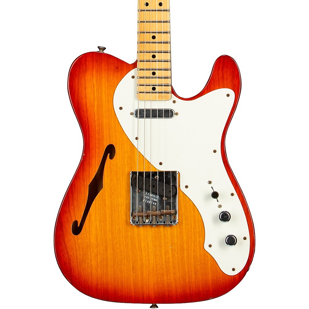 Fender CS LE 50-х годов Telecaster Thinline Journeyman Реликтовая гитара выдержанного вишневого цвета Sunbrst